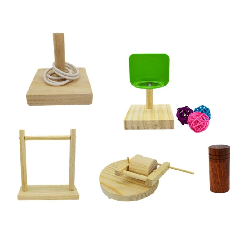 Wood Bird Swing Toy for Parrots Cockatiels and Budgies with Non-toxic Cage Accessories for Mental Stimulation — front view