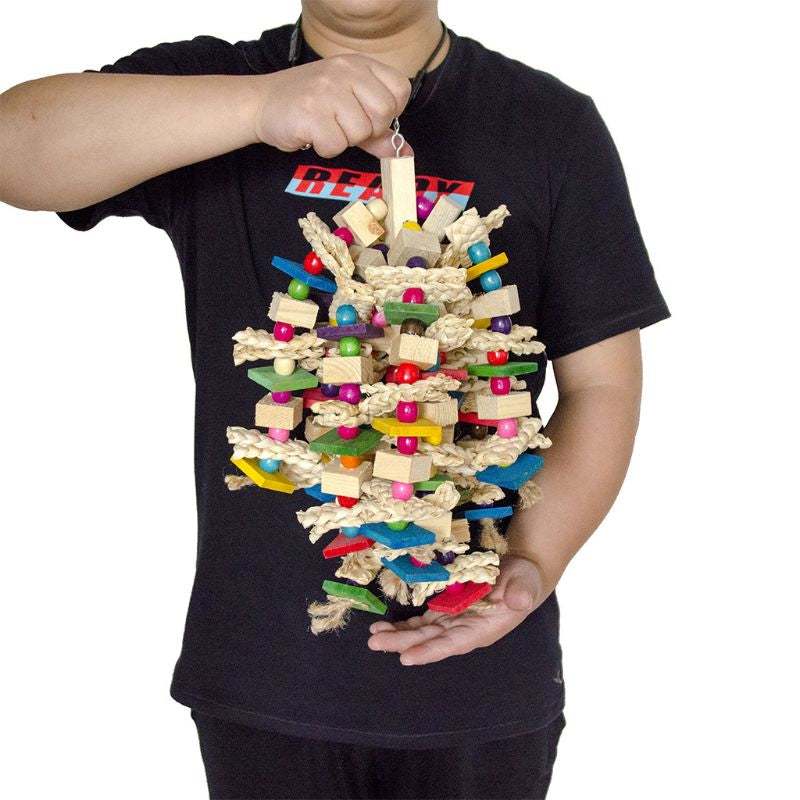 Wood Bird Swing Toy for Parrots Cockatiels and Budgies Cage Accessories for Mental Stimulation — side view