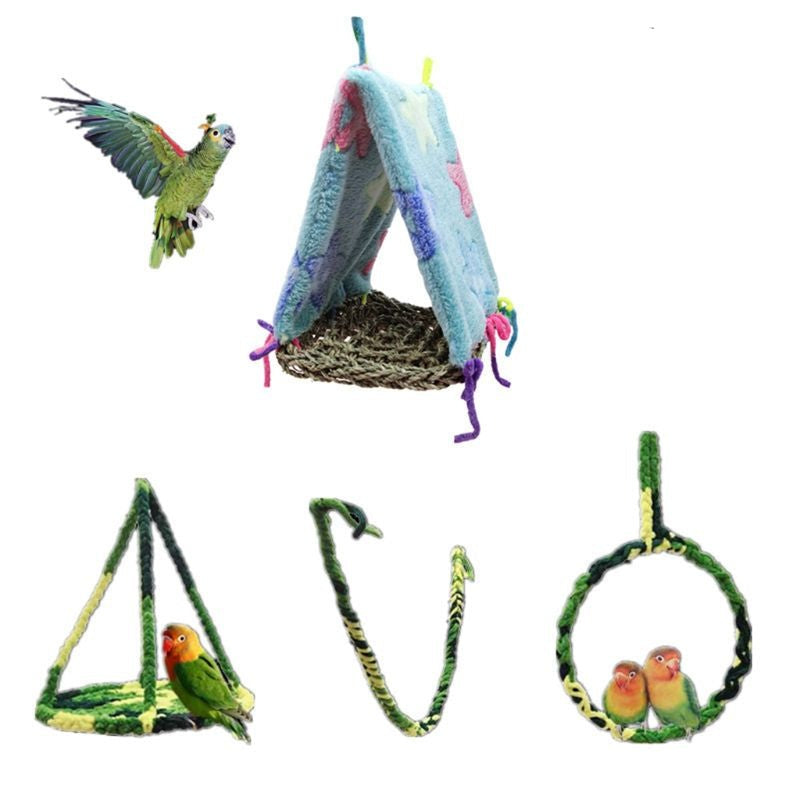 Wood Bird Swing Toy for Parrots Cockatiels and Budgies with Durable Cage Accessories for Mental Stimulation — front view