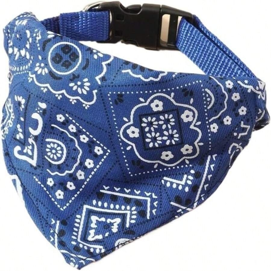 Adjustable Printed Triangle Pet Bandana Bib With Leash Hook For Dogs And Cats