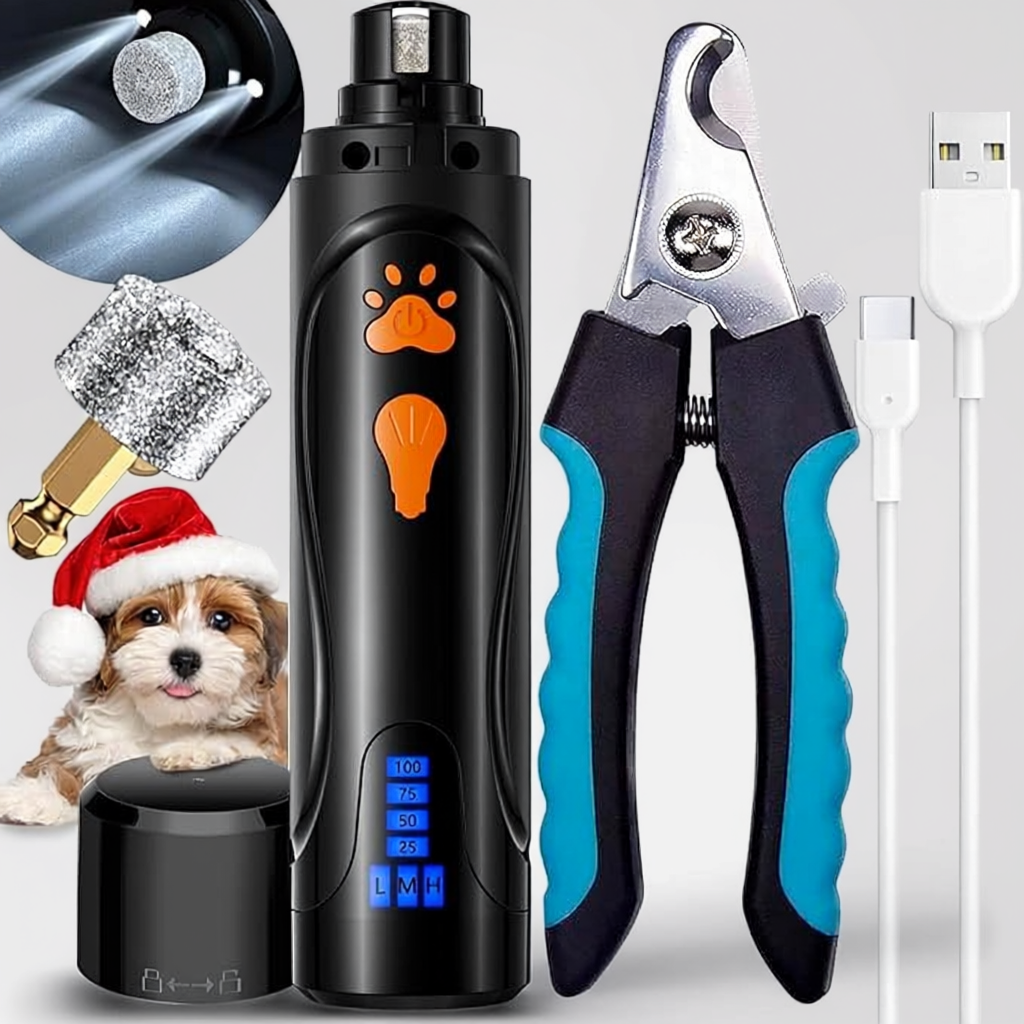 Pet Nail Clippers Kit 2-Speed Electric Rechargeable Pet Trimmer