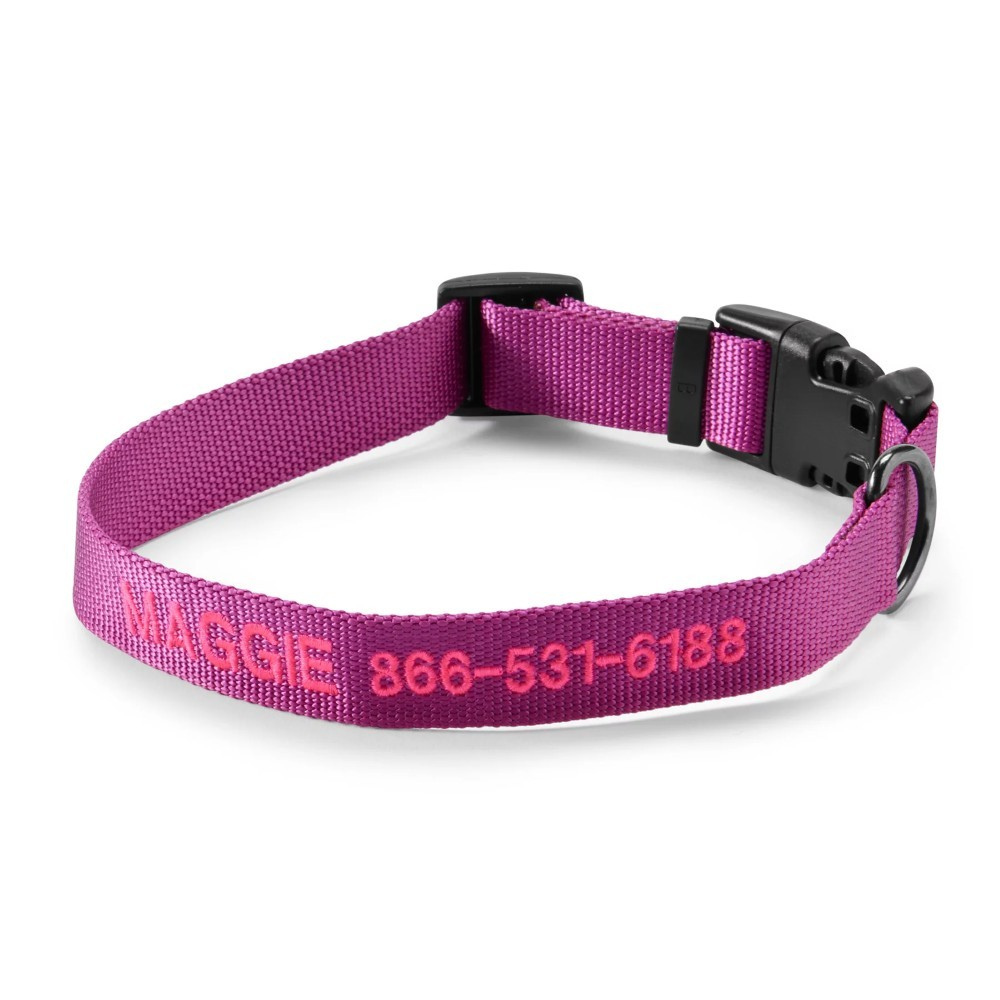 Adjustable Embroidered Dog Collar with Name and Number