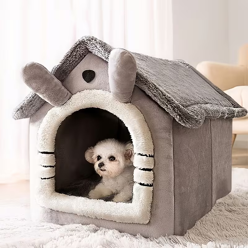Soft Polyester Pet House For Cats And Dogs With Washable CushionSoft Pet House For Cats And Dogs With Washable Cushion - Image 5