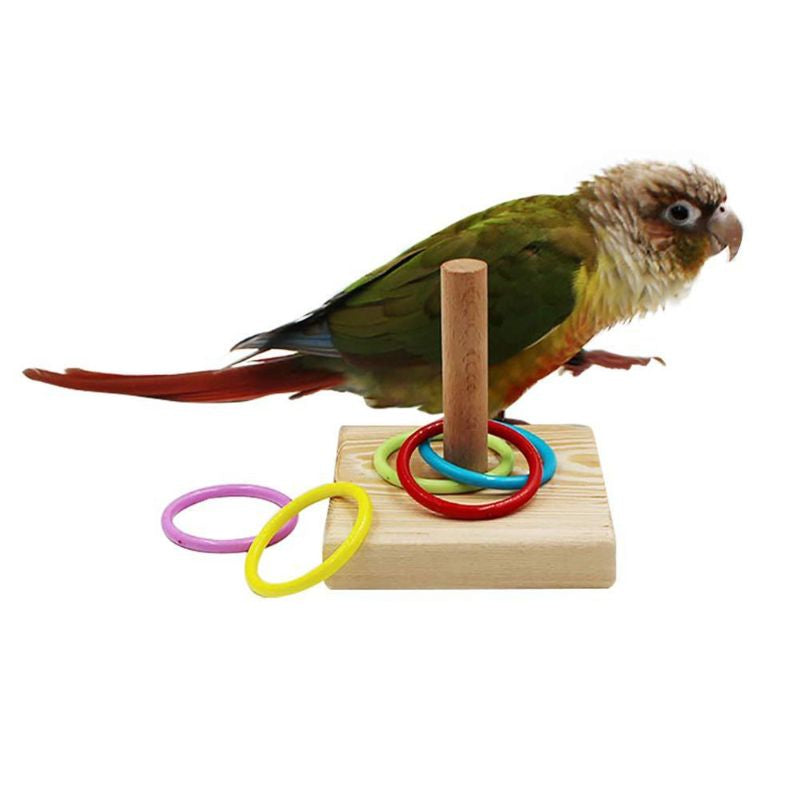 Wood Bird Swing Toy for Parrots Cockatiels and Budgies with Non-toxic Cage Accessories for Mental Stimulation — side view