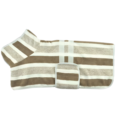 Adjustable Striped Dog Bathrobe Towel For Pets