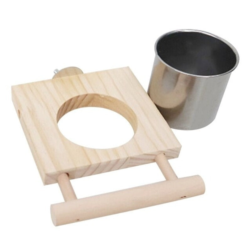 Wood Bird Hanging Feeder for Wild Birds Cage Accessories for Mental Stimulation — detail close-up