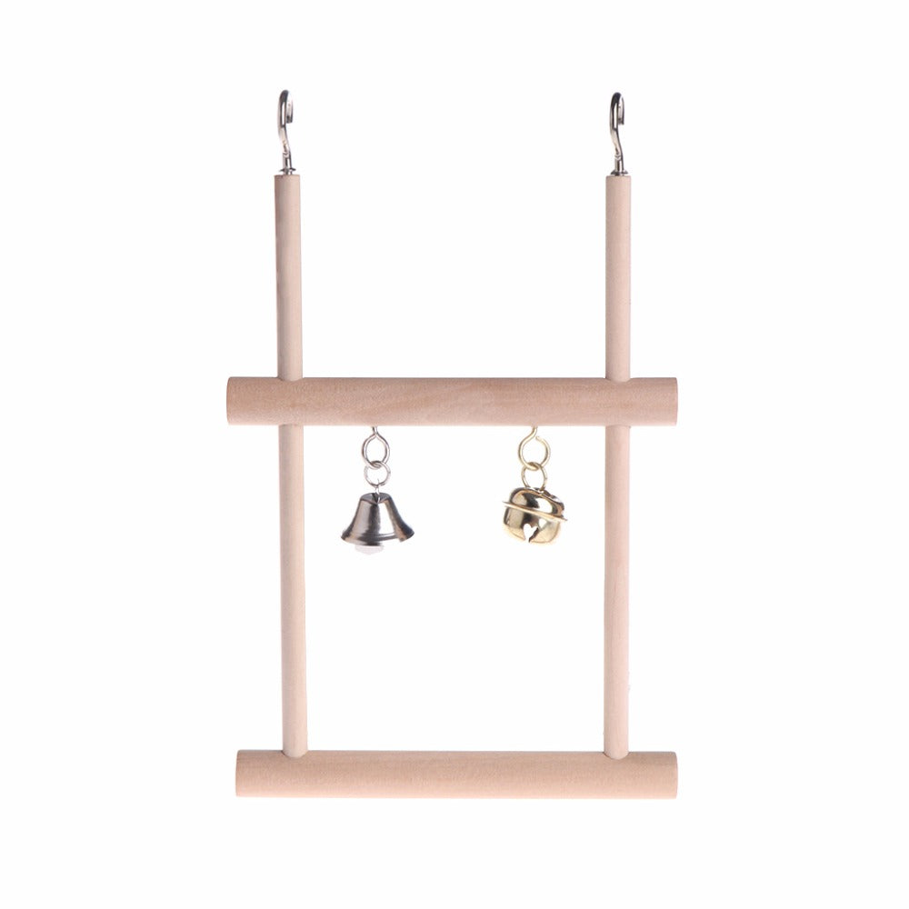 Wood Bird Swing Toy for Parrots Cockatiels and Budgies Cage Accessories for Mental Stimulation — side view