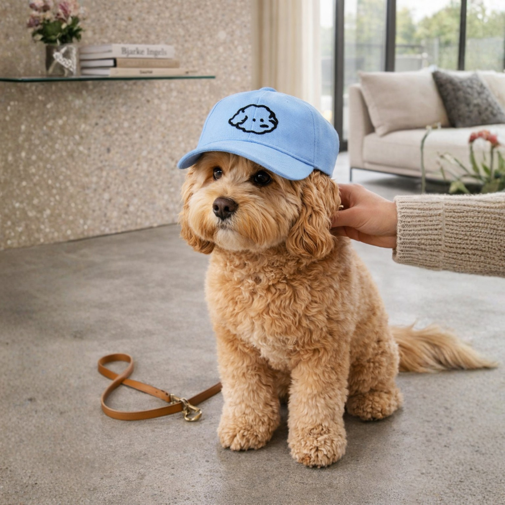 Adjustable Pet Sun Hat, Cartoon Dog Embroidered Pattern 