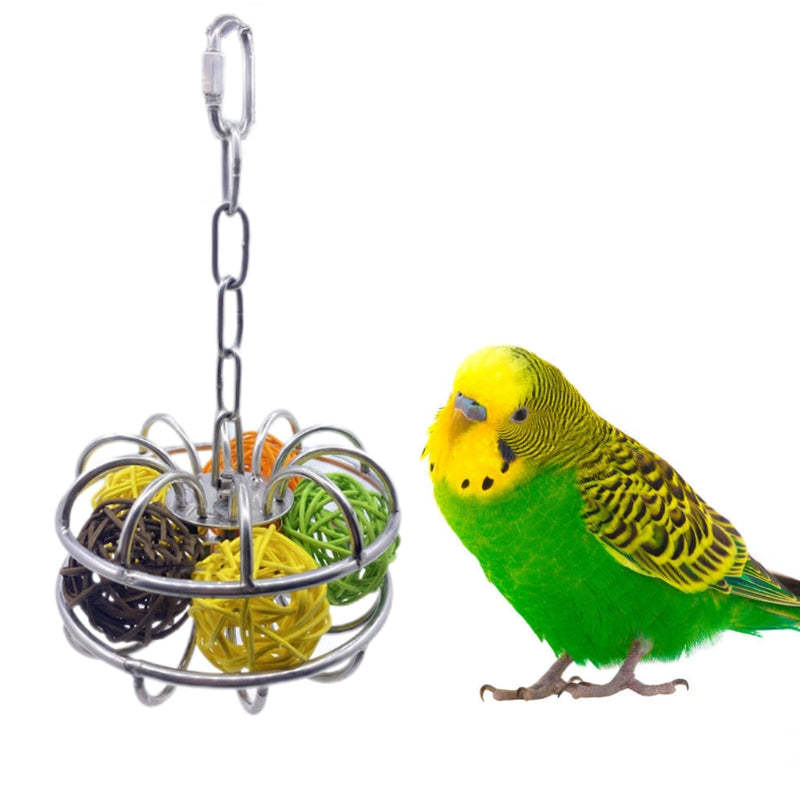 Metal Bird Swing Toy for Parrots Cockatiels and Budgies Cage Accessories for Mental Stimulation — in use