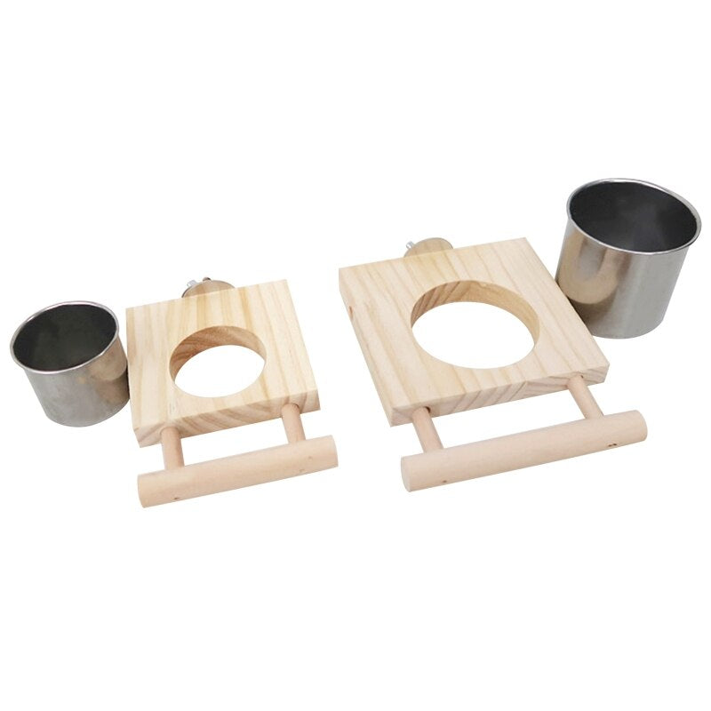 Wood Bird Hanging Feeder for Wild Birds Cage Accessories for Mental Stimulation — front view