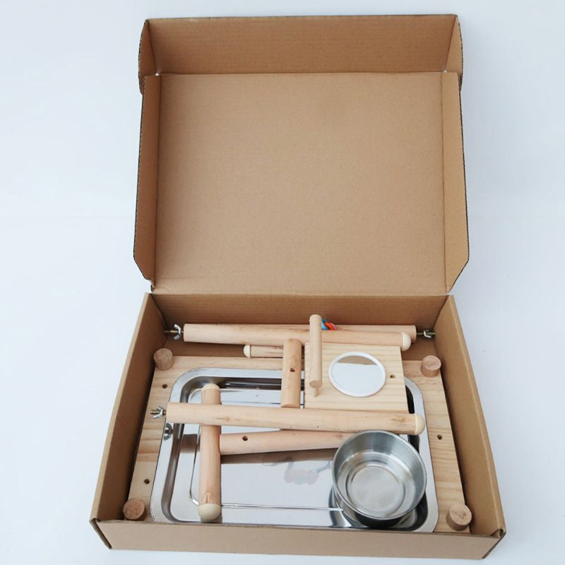 Wood Bird Swing Toy for Parrots Cockatiels and Budgies with Durable Cage Accessories for Mental Stimulation — side view