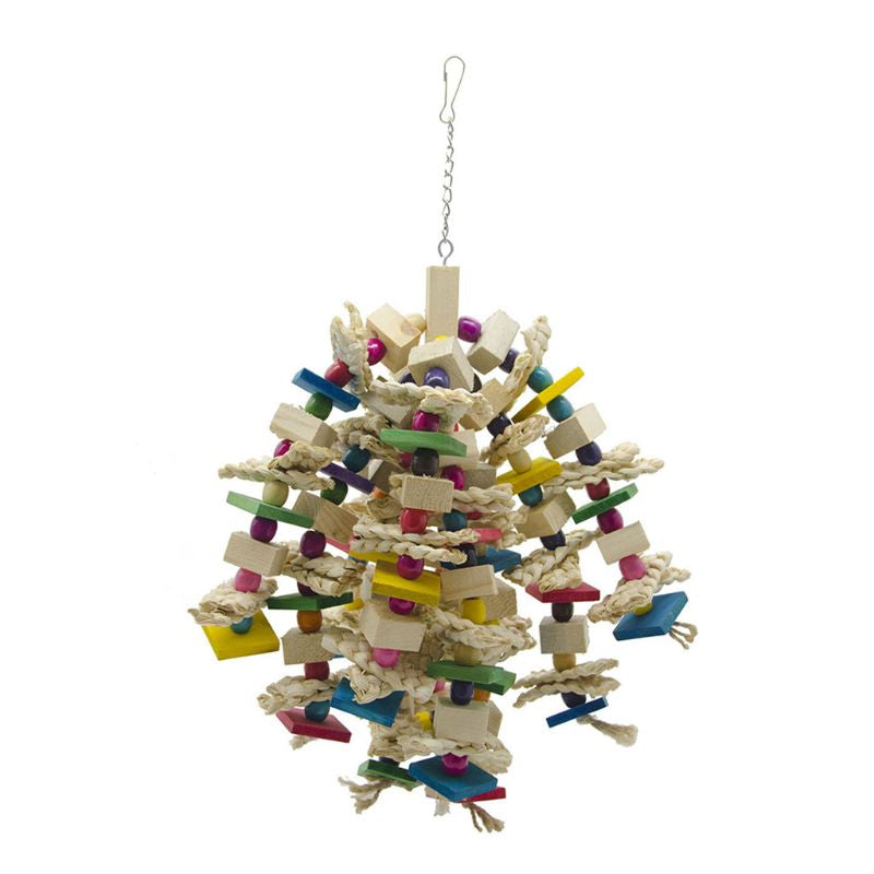 Wood Bird Swing Toy for Parrots Cockatiels and Budgies Cage Accessories for Mental Stimulation — detail close-up