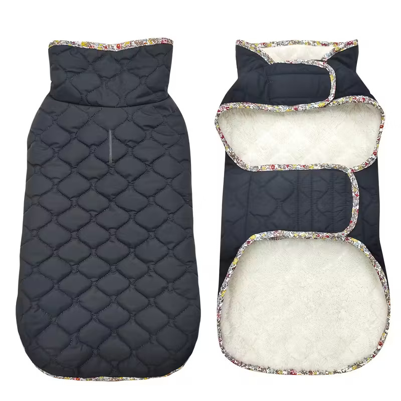 Winter Dog Coat With Plush Lining And Adjustable Straps