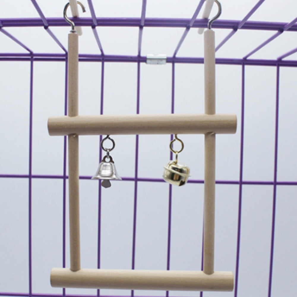 Wood Bird Swing Toy for Parrots Cockatiels and Budgies Cage Accessories for Mental Stimulation — detail close-up