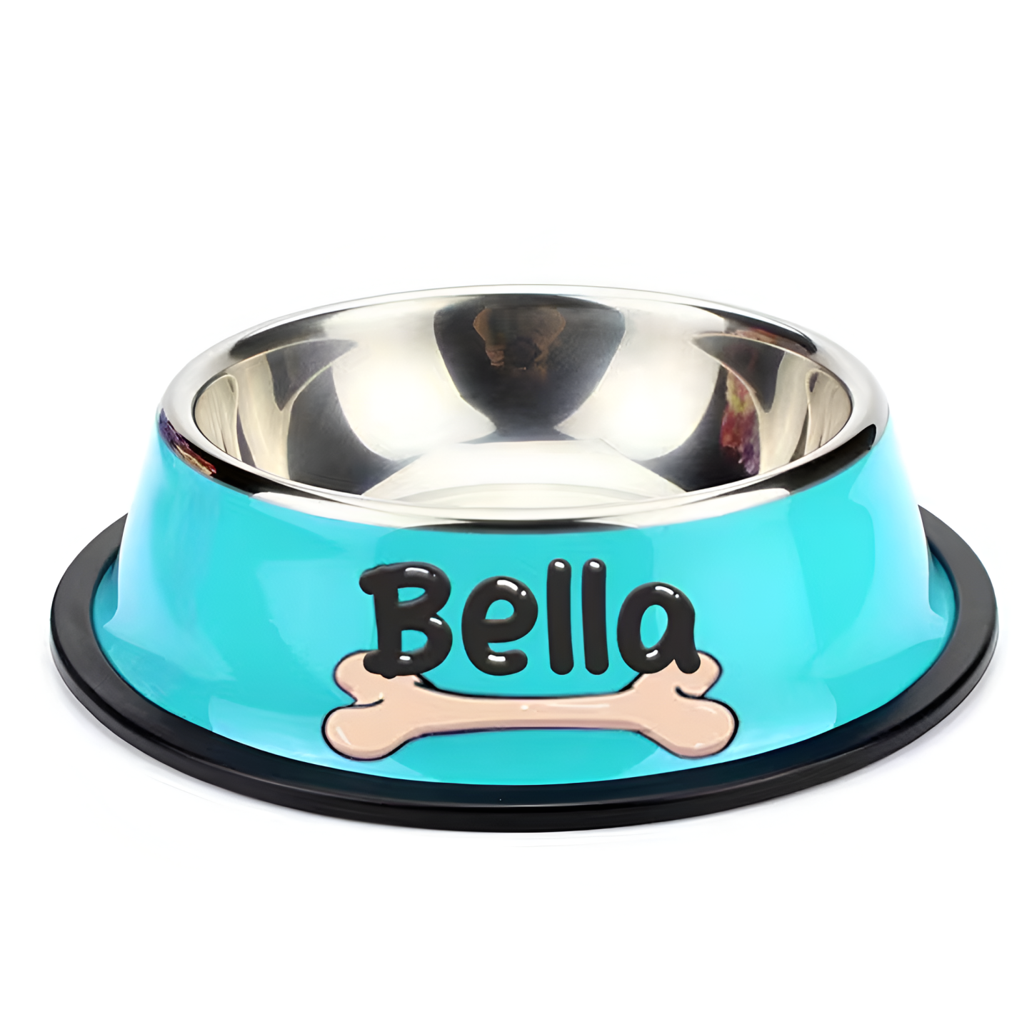 Steel Pet Bowl With Custom Name For Cats And Dogs