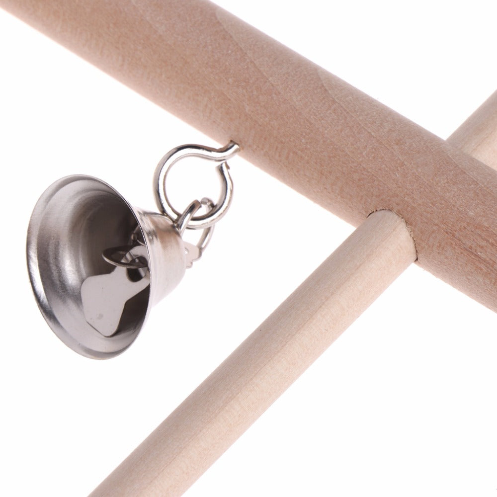 Wood Bird Swing Toy for Parrots Cockatiels and Budgies Cage Accessories for Mental Stimulation — in use