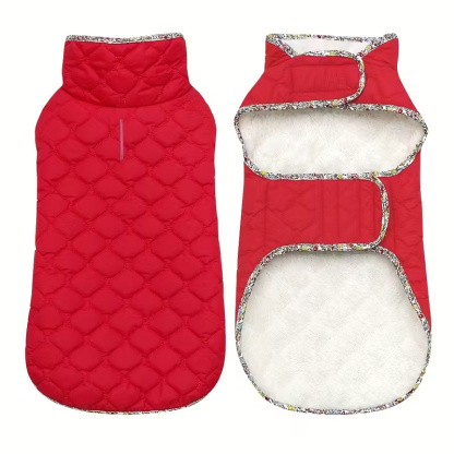 Winter Dog Coat With Plush Lining And Adjustable Straps
