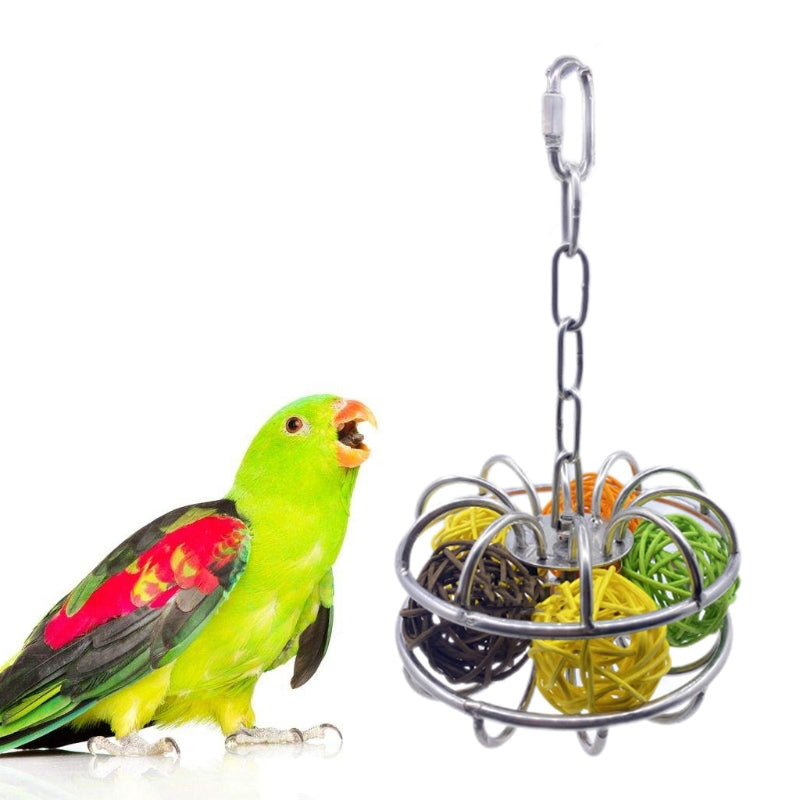 Metal Bird Swing Toy for Parrots Cockatiels and Budgies Cage Accessories for Mental Stimulation — size comparison
