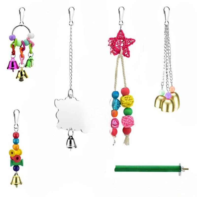 Wood Bird Swing Toy for Parrots Cockatiels and Budgies Cage Accessories for Mental Stimulation — detail close-up