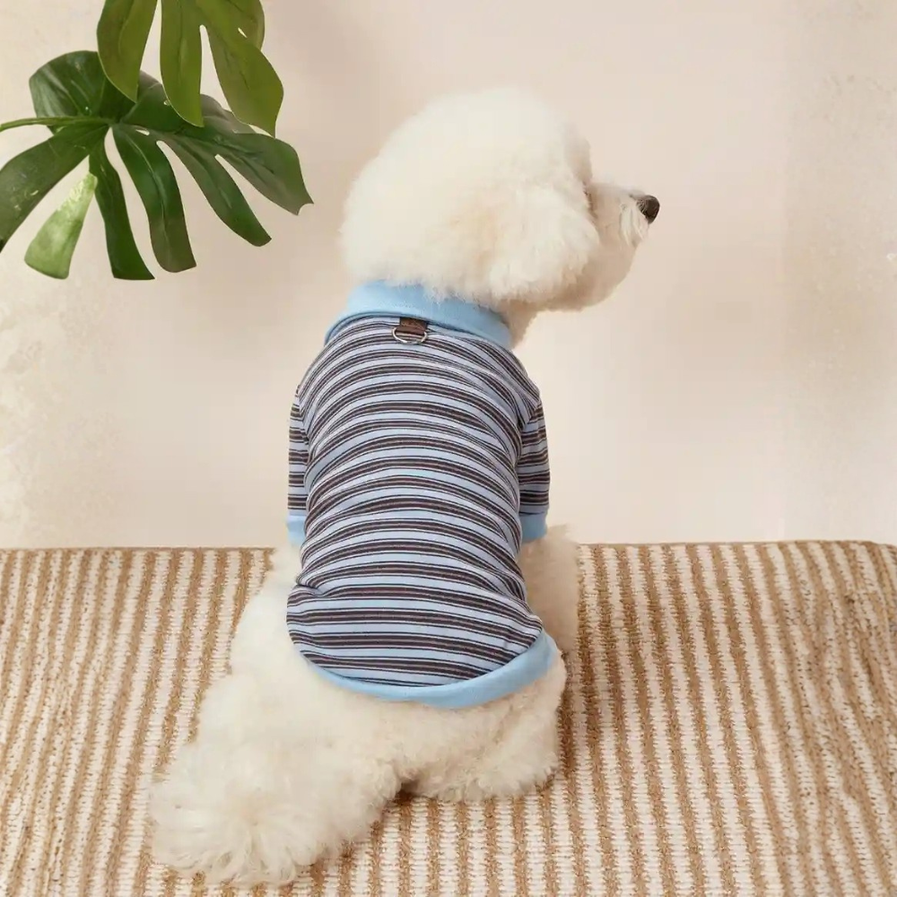 Striped Design Pet Polo Shirt For Cats And Dogs Winter Wear