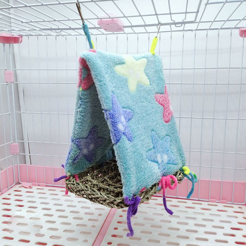 Wood Bird Swing Toy for Parrots Cockatiels and Budgies with Durable Cage Accessories for Mental Stimulation — size comparison