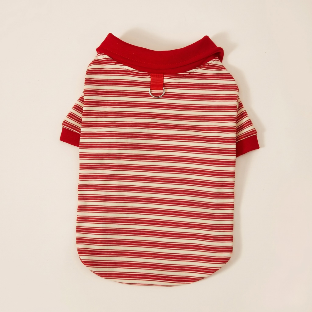 Striped Design Pet Polo Shirt For Cats And Dogs Winter Wear