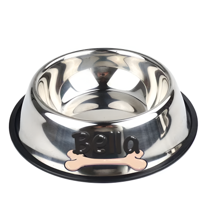 Steel Pet Bowl With Custom Name For Cats And Dogs