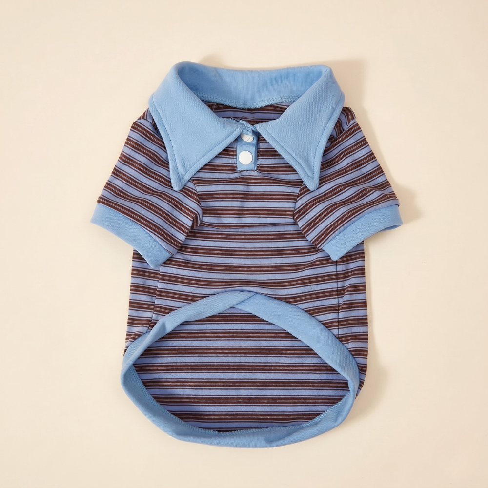Striped Design Pet Polo Shirt For Cats And Dogs Winter Wear