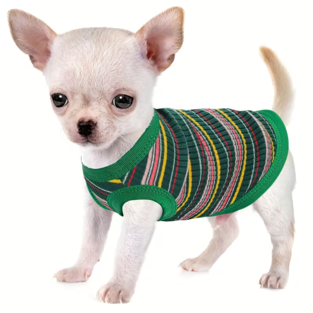 Paiaite Soft Ribbed Dog VestStriped Vest Sleeveless Ribbed Tank Top For Small Dogs - Image 2