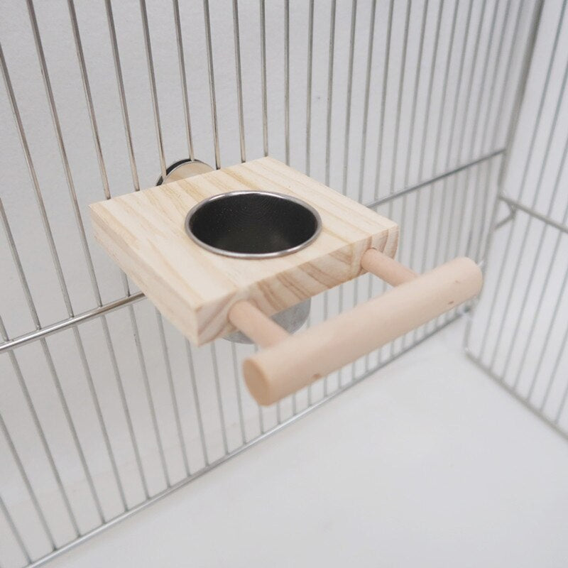 Wood Bird Hanging Feeder for Wild Birds Cage Accessories for Mental Stimulation — size comparison