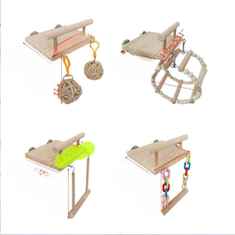 Wood Bird Swing Toy for Parrots Cockatiels and Budgies Cage Accessories for Mental Stimulation — view 10