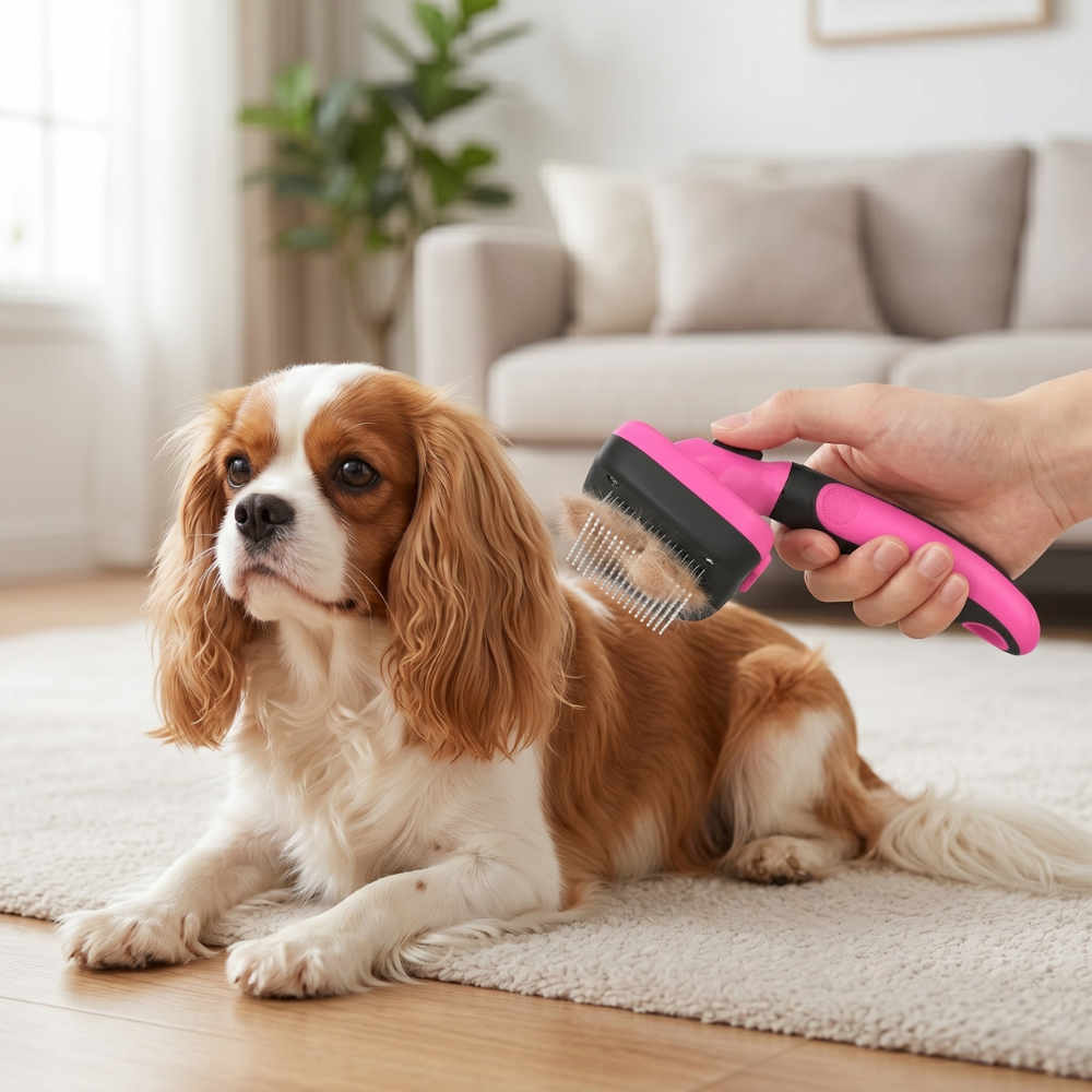 Self Cleaning Slicker Brush For Pet Shedding And Fur Removal