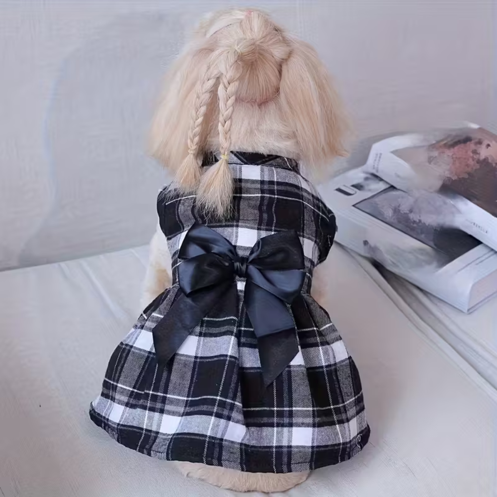 Four Season Plaid Pet Dress With Bow For Dogs And CatsAll Seasons Plaid Pet Dress With Bow For Dogs And Cats - Image 5