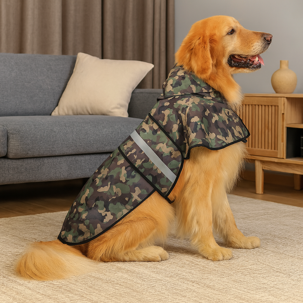 Reflective Adjustable Hooded Pet Rain Coat With Leash Hole