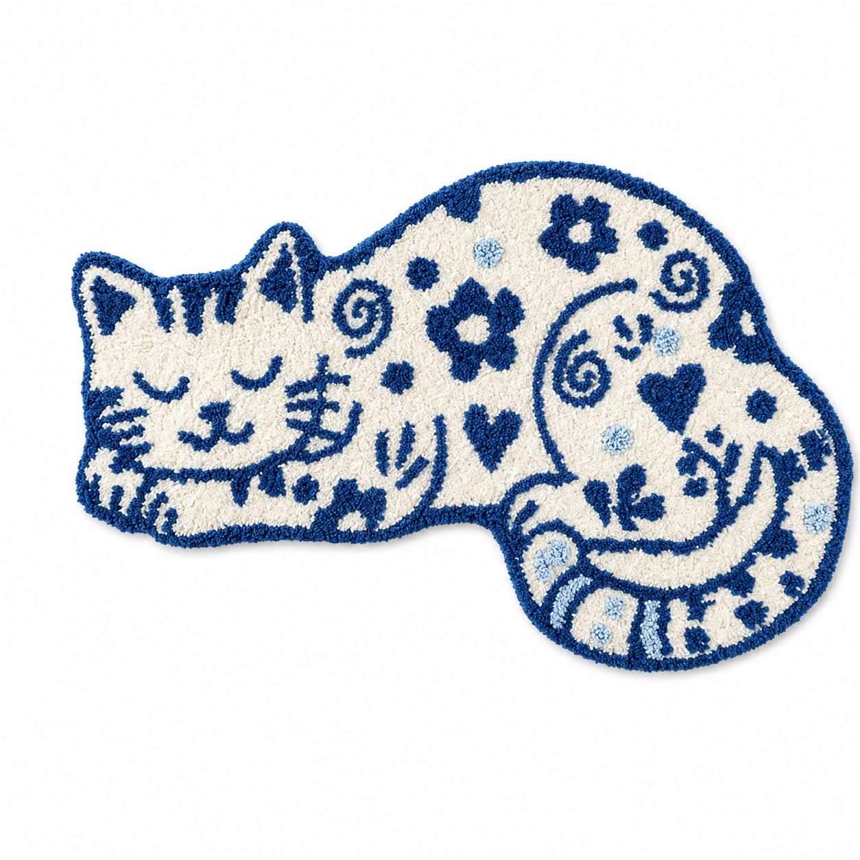 Whimsical Floral Cat Shaped Rug For Home Decor