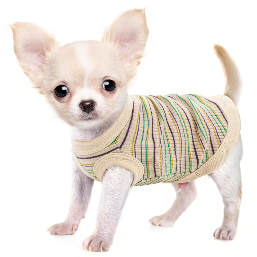 Paiaite Soft Ribbed Dog VestStriped Vest Sleeveless Ribbed Tank Top For Small Dogs - Image 4