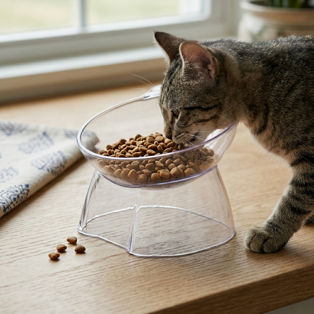 Elevated Tilt Design Pet Feeding Bowl with 15 Degree Stand For Cats And Dogs