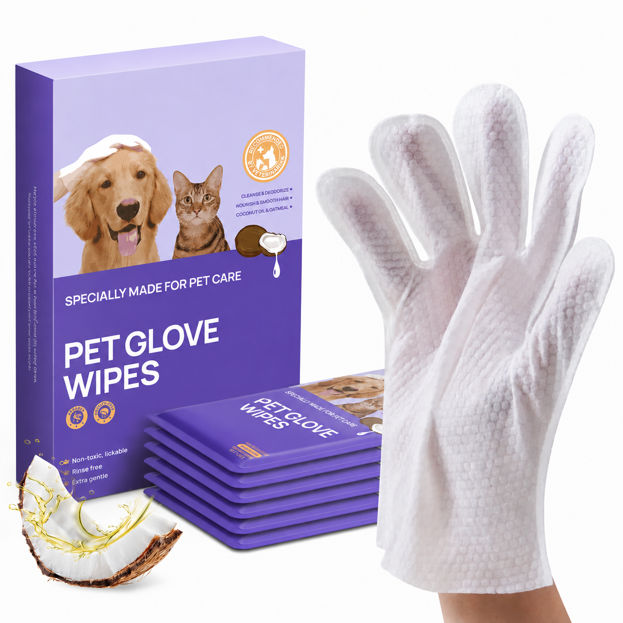 Deshedding Cleaning And Soothing Grooming Coconut Oil Wipes For Dogs And Cats