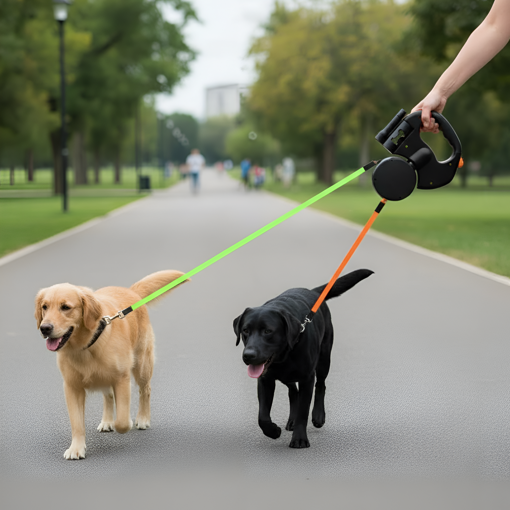 Dual Retractable Dog Leash With 360 Swivel And LED Light For WalkingDual Retractable Dog Leash With 360 Swivel And LED Light For Walking - Image 2