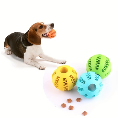 Interactive Dog Chew Ball With Treat Holder And Teeth Cleaning Design