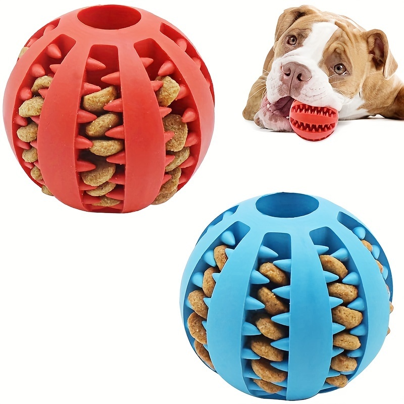 Interactive Dog Chew Ball With Treat Holder And Teeth Cleaning Design