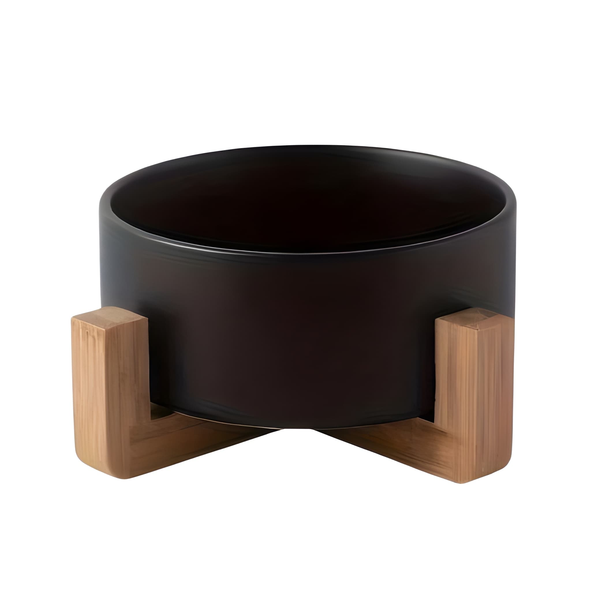 Non Slip Ceramic Pet Bowls Set With Wooden Stand