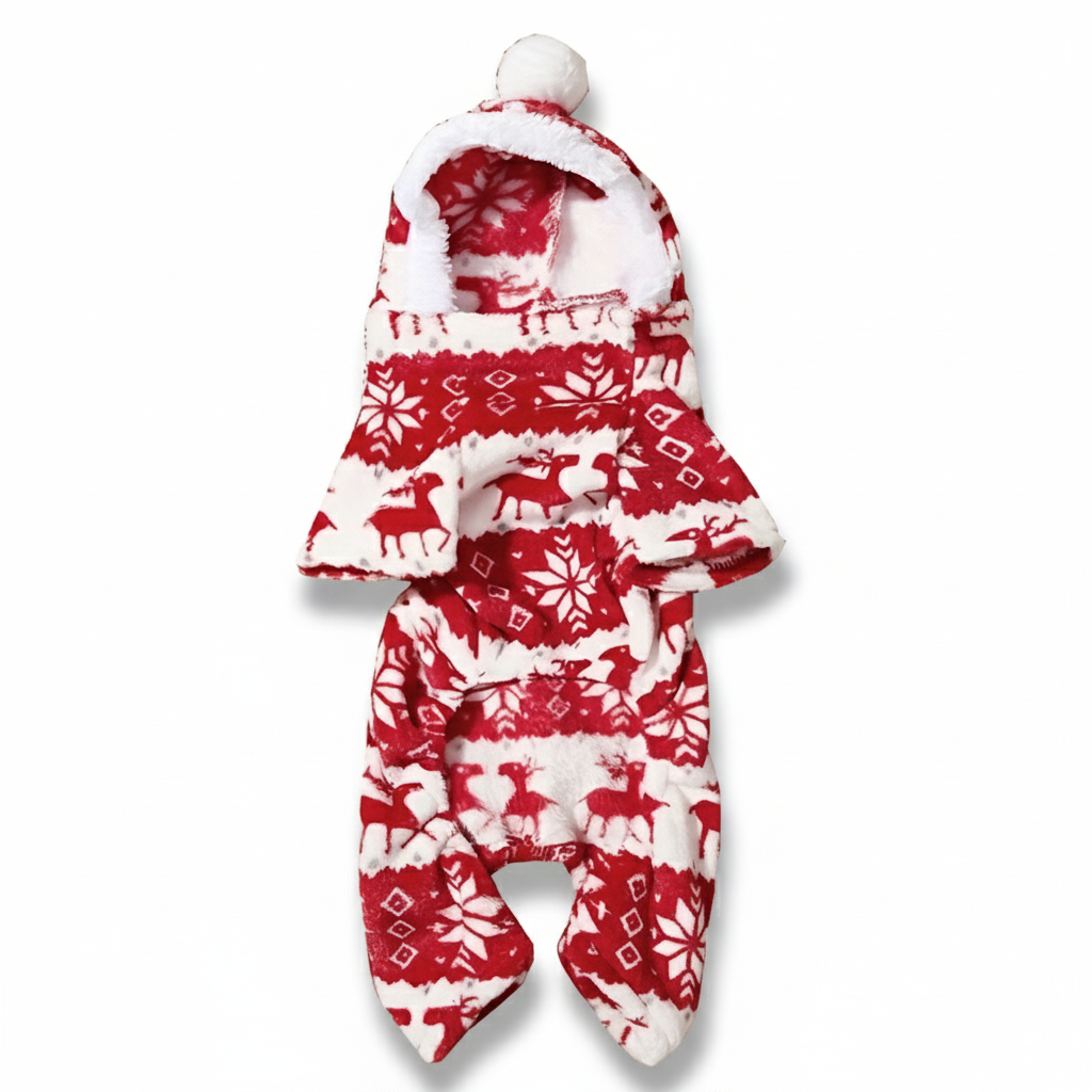 Pet Christmas Reindeer Hooded Pajama Jumpsuit For Dogs