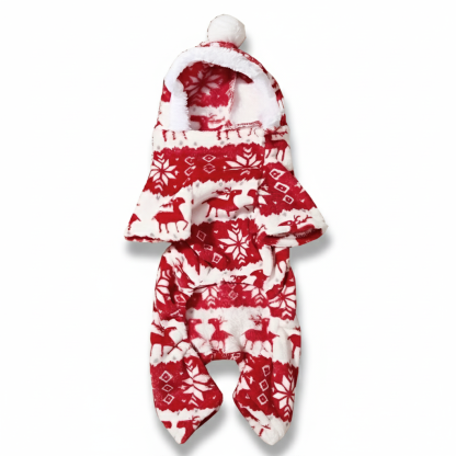 Pet Christmas Reindeer Hooded Pajama Jumpsuit For Dogs