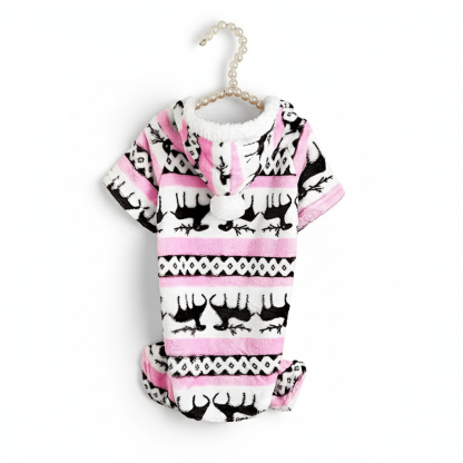 Pet Christmas Reindeer Hooded Pajama Jumpsuit For Dogs