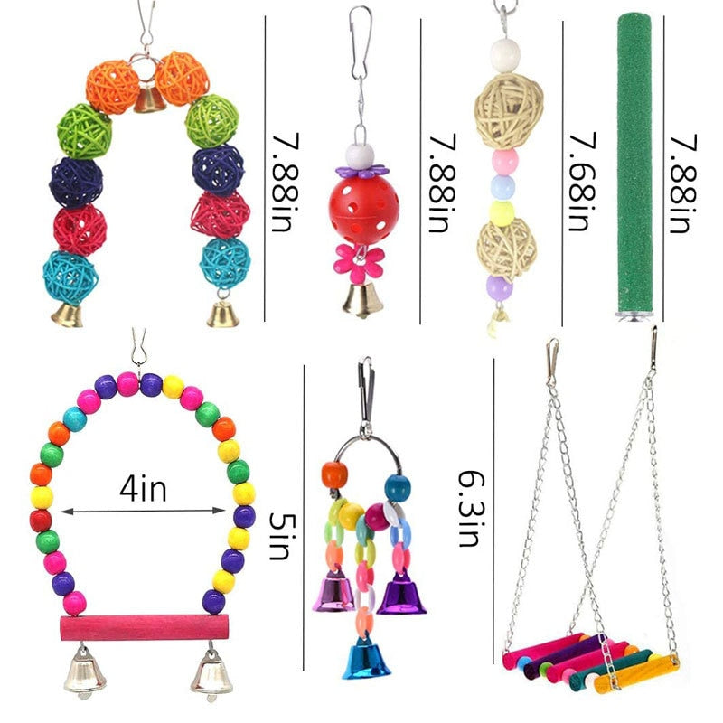 Wood Bird Swing Toy for Parrots Cockatiels and Budgies Cage Accessories for Mental Stimulation — view 11