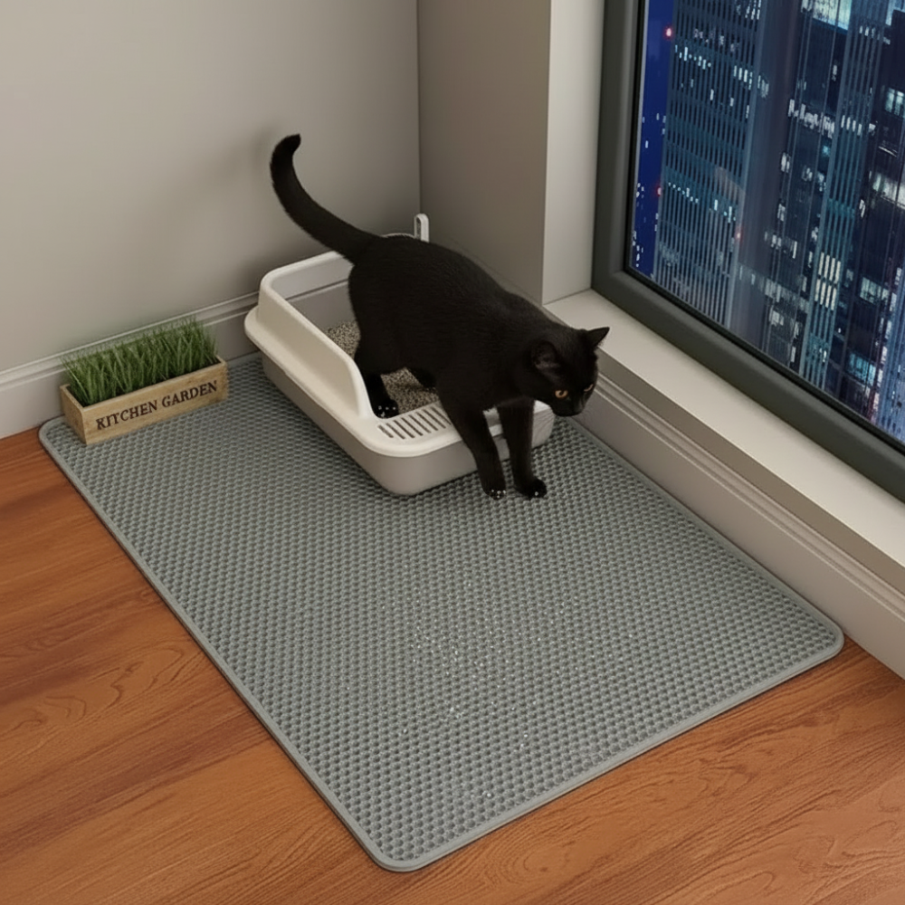 Large Cat Litter Trapping Mat With Double Layer Honeycomb Design