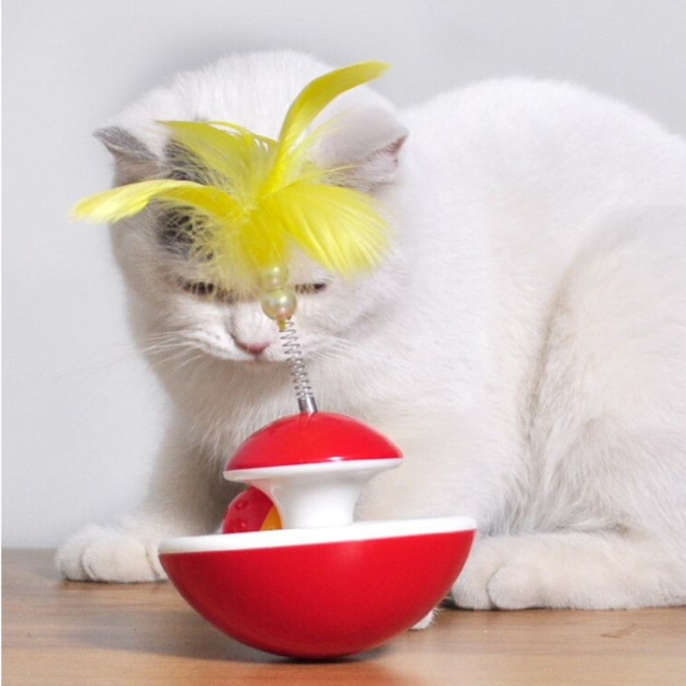 Interactive Cat Feather Wand Teaser with Non-toxic for Indoor Cats Mental Stimulation Exercise and Enrichment — in use