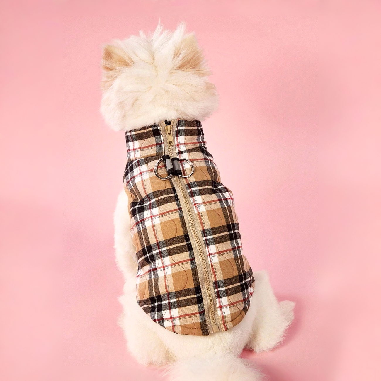 Warm Flannel Dog Jacket With Plaid Design
