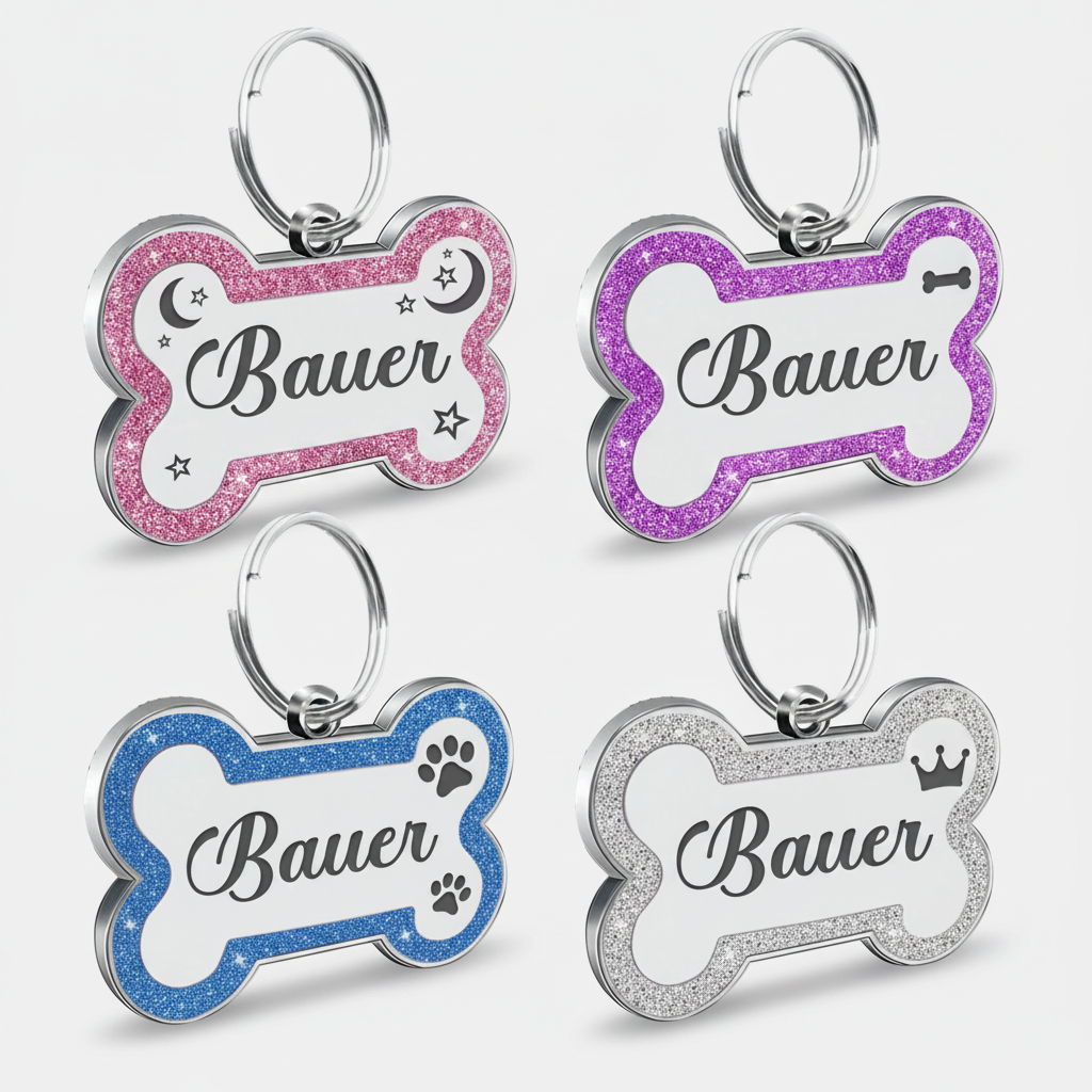 Personalized Pet Name Tag Bone Shape Collar Pendant